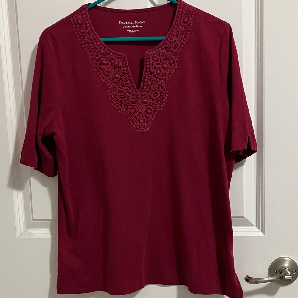 Elegant Burgundy Embroidered Blouse